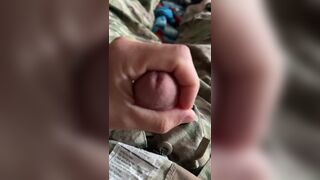 Jerking off and being horny in my army uniform - shooting a nice hot creamy load! - 5 image