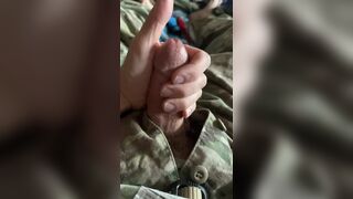Jerking off and being horny in my army uniform - shooting a nice hot creamy load! - 7 image