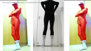 Fun At Home Wearing a black Zentai Costume - 10 image