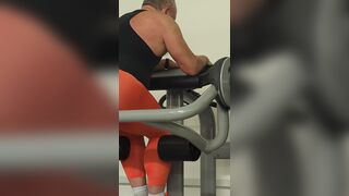 At the gym in my thing orange tights again - 5 image