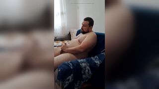 bearded guy fucks the flashlight and eats his own cum - 8 image