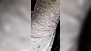 Asian Crossdresser Cum Wearing Satin Polkadot Longdress