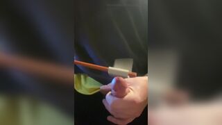 Handjob with cock slapper