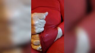 CD in nylon pantyhose sounding my cock.