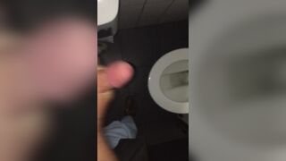 Wank and cumshot with stranger in Zurich airport bathroom - 1 image
