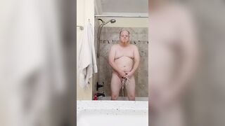 My shower today. Hairy ginger bush. Ginger beard. Redhead Johnnyred883. 6ft 240lbs.
