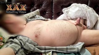 Chubby Masturbator cock stroking on the sofa - 13 image