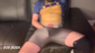 horny muscle pup jerks off after workout