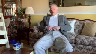 Daddy masturbates and squirts a big load