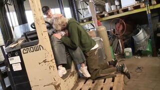 German Skater Couple with Quicky in the Warehouse - 1 image