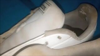 "A pair of white Adidas sneakers worn by a beautiful preppy girl." - 14 image