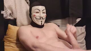 Watch me masturbating till I cum with my mask on!.