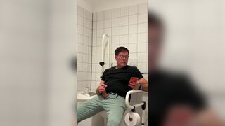 Jerking off in a public restroom at the medical building. Unedited - 2 image
