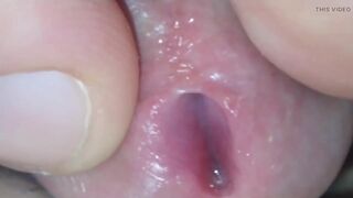 Entering with all his strength the straw on the cock.