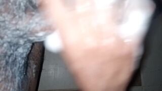 Breast pump boy2 takes his time in the shower with a while waiting outside the bathroom