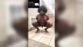 Blackflowers Teasing in Public Bathroom