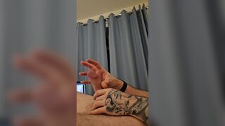 Straight guy wanking in bed whilst watching gay porn with cumshot - 8 image