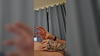 Straight guy wanking in bed whilst watching gay porn with cumshot