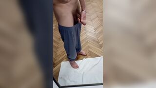 Cockam68 jerk off his big uncut dick in front of a mirror fully nacked - 3 image