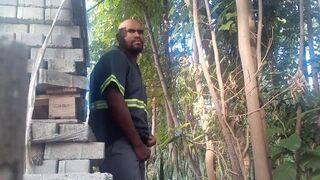 Worker masturbating minutes of construction blocks