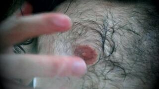 Hairy taking off his underwear and showing himself to you.