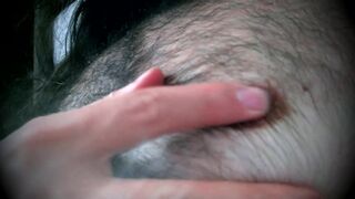 Hairy taking off his underwear and showing himself to you.