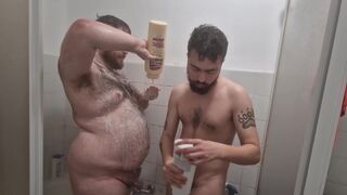 I Lick the Hairy Fat Man's Ass and Cum on His Chest