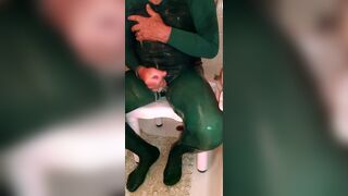 Crossdress piss wet and slimy. Masturbate in nylon pantyhose and leotard.