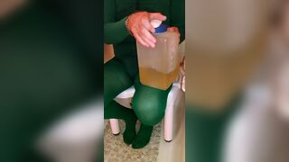 Crossdress piss wet and slimy. Masturbate in nylon pantyhose and leotard.