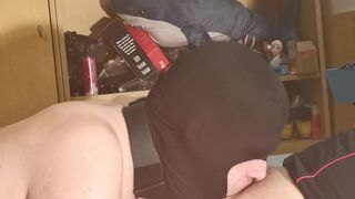 Gay Slave impressively deepthroats a big cock HD