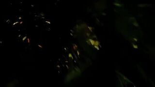 Completely exposed on a nude walk only with chastity cage