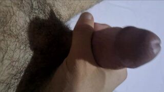 Morrocino,In the bedroom, a inexperienced man with a large penis is masturbating alone