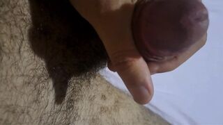 Morrocino,In the bedroom, a inexperienced man with a large penis is masturbating alone