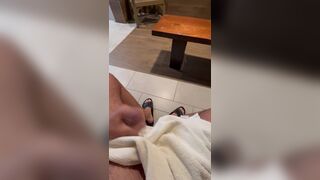 Jerking off in gym lockers. Almost got caught. Continued after till i came