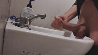I rest my BALLS on the sink getting my COCK ready for a HUGE CUMSHOT