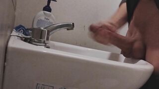 I rest my BALLS on the sink getting my COCK ready for a HUGE CUMSHOT