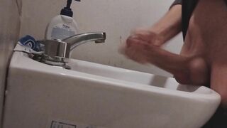 I rest my BALLS on the sink getting my COCK ready for a HUGE CUMSHOT