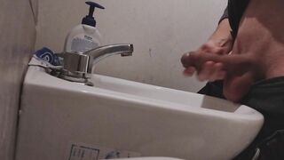I rest my BALLS on the sink getting my COCK ready for a HUGE CUMSHOT