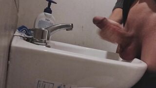 I rest my BALLS on the sink getting my COCK ready for a HUGE CUMSHOT