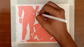 Erotic Art or Drawing Of Two Sexy Indian Women doing BDSM Sex with Husband