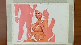 Erotic Art or Drawing Of Two Sexy Indian Women doing BDSM Sex with Husband