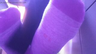 SHOWING MY NEW PINK SOCKS AND TIRED FEET