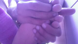 SHOWING MY NEW PINK SOCKS AND TIRED FEET