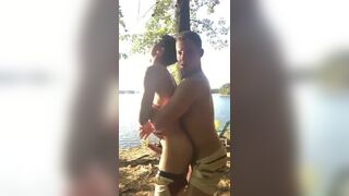 Two hot guys fucking in the woods.