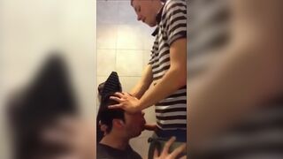 University Bathroom Face Fucking and Cum Swallowing