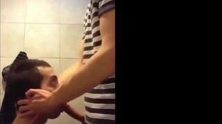 University Bathroom Face Fucking and Cum Swallowing - 6 image