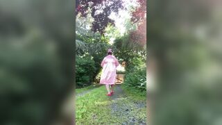 In a lever outfit with a transparent nightie for the morning