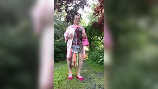 In a lever outfit with a transparent nightie for the morning