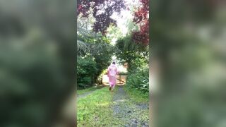 In a lever outfit with a transparent nightie for the morning