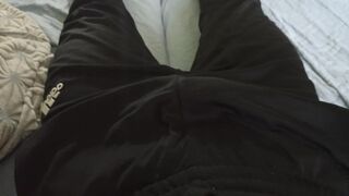 Guy in pants stroking himself and enjoying himself